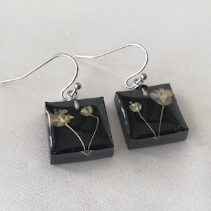 Real flower earrings with stainless steel hangers