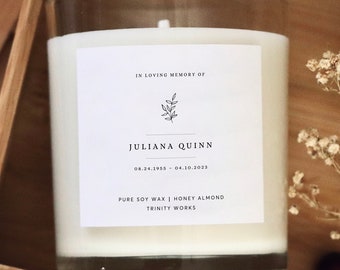 Memorial Candle Personalized Memorial Gift Candle for Loss In Loving Memory Candle Gift for Funeral Remembrance gift for Loss Minimalistic