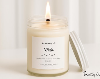 Dog Remembrance - Dog Memorial Candle - Personalized Pet Loss Gift for Her - Dog Sympathy Gift for Dog Owner - In Memory of Dog Loss Gift