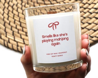 Mahjong Gift - She's Playing Mahjong Again - Soy Scented Candle Gift - Asian Gift Mahjong Lover Gift for Her - Chinese New Year Gift