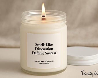 Dissertation Defense Gift for Phd Doctor Candidates - Custom Candle Gift for PhD Students - Funny Gift for Grad Students - Personalized Gift