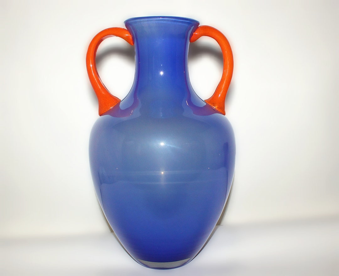 Vintage Amphora Amphora Art Glass Vase in A Blue Case Glass Etsy
