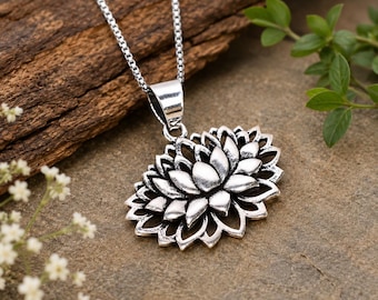 Lotus Flower Copper Pendant Handmade Boho Necklace Floral Meditation Yoga Jewelry Gift