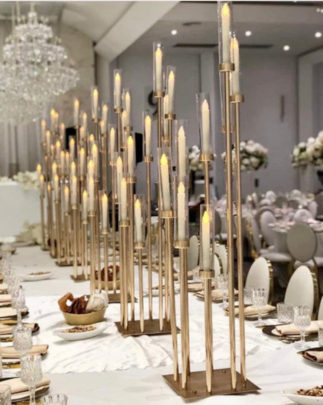 Gold Wedding Centerpieces and Table Decorations Candlesticks Holder Gold  Tall 8 Arm Metal Candle Candelabra - Etsy, image size:1080x1357
