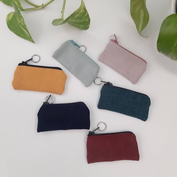 Mini Keyring Coin Purse Made From Brushed Lined Cotton or 