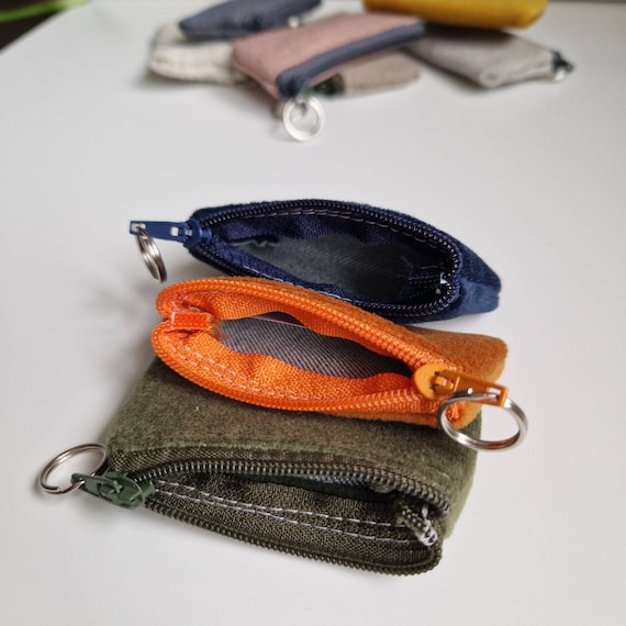 Mini Keyring Coin Purse Made From Brushed Lined Cotton or Mini Keyring Coin Purse Made From Brushed Lined Cotton or