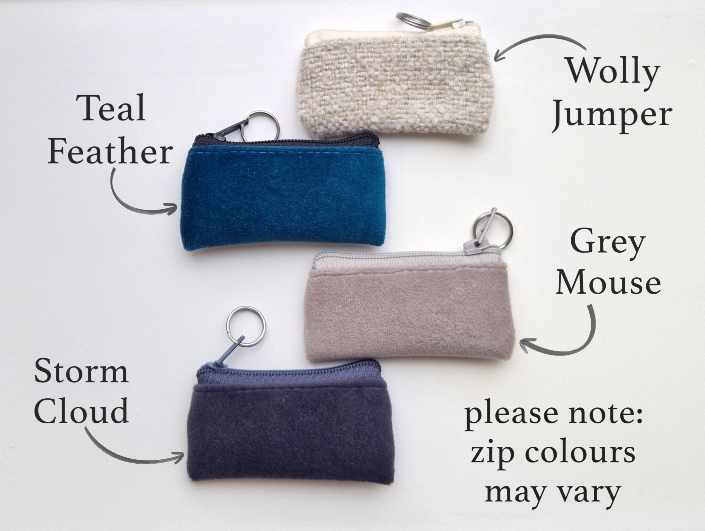 Mini Keyring Coin Purse Made From Brushed Lined Cotton or Mini Keyring Coin Purse Made From Brushed Lined Cotton or