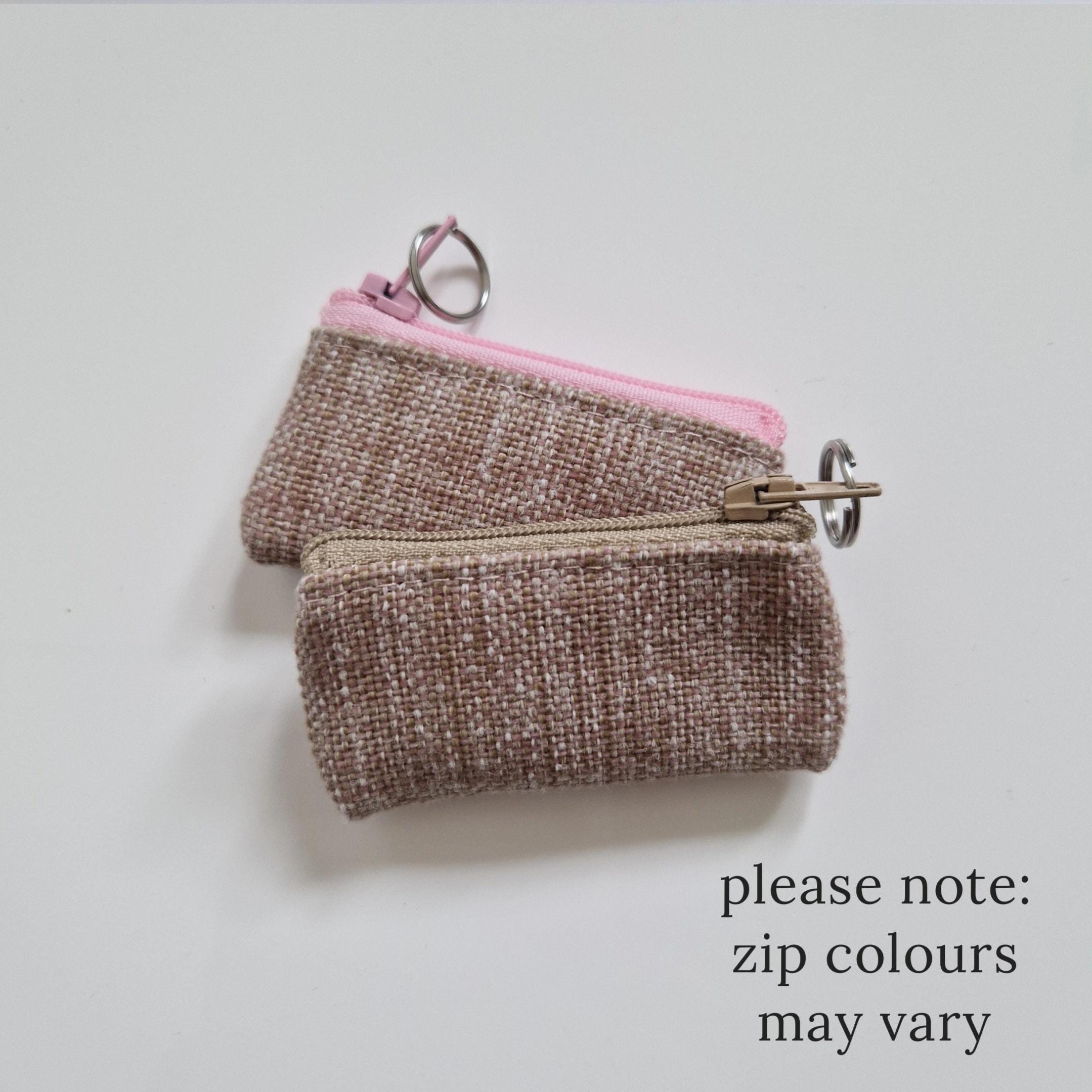 Mini Keyring Coin Purse Made From Brushed Lined Cotton or Mini Keyring Coin Purse Made From Brushed Lined Cotton or