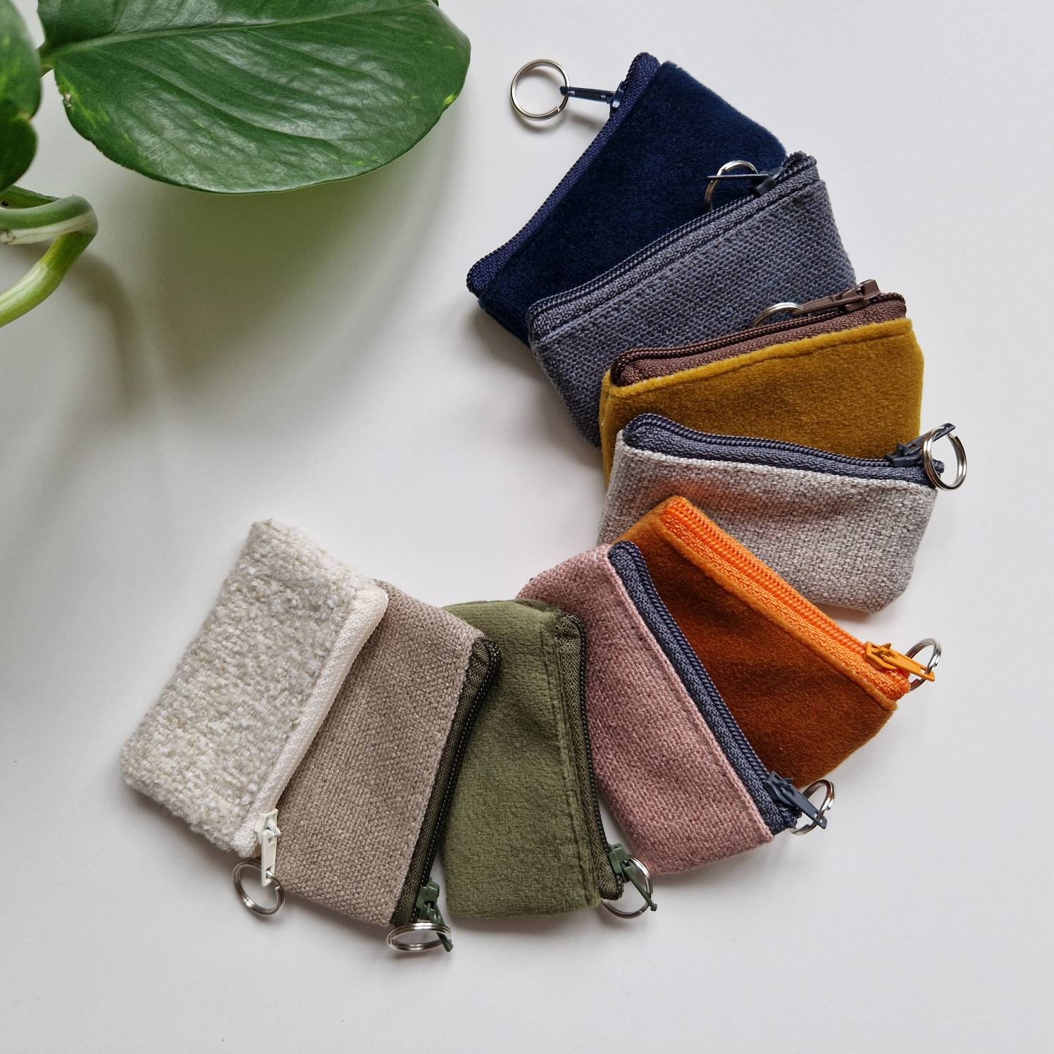 Mini Keyring Coin Purse Made From Brushed Lined Cotton or Mini Keyring Coin Purse Made From Brushed Lined Cotton or