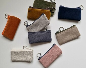Mini Keyring Coin Purse Made From Brushed Lined Cotton or Mini Keyring Coin Purse Made From Brushed Lined Cotton or