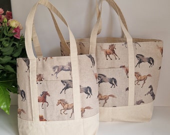 Wild Horses Cotton Tote bag - Size M and L