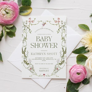 Fairy Baby Shower Invitation Instant Download Enchanted Forest Floral Fairies Invite Whimsical Garden Party