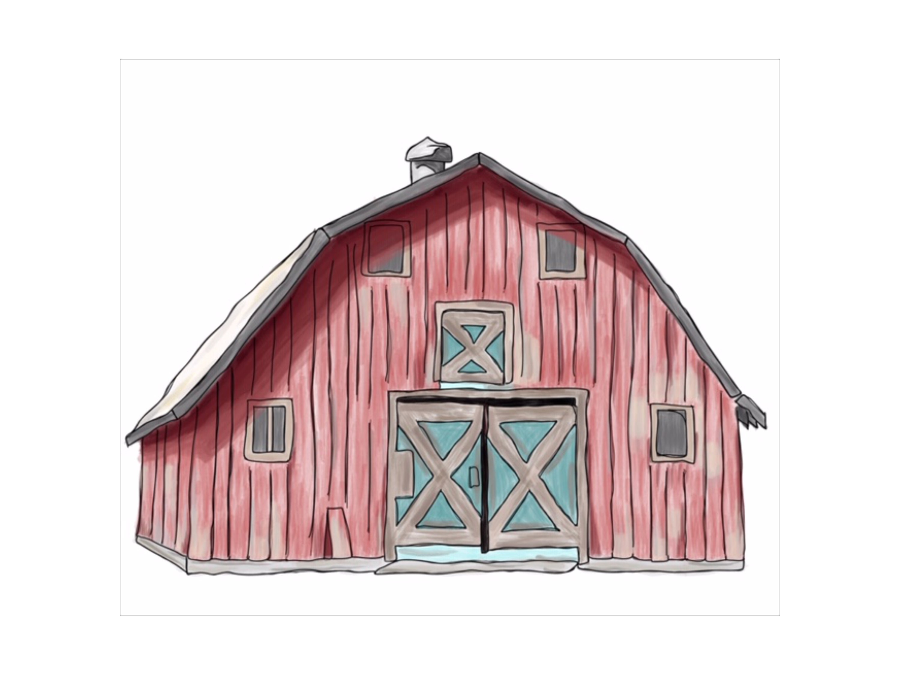 Rustic Red Barn Printable Wall Art Red Barn Digital Painting | Etsy