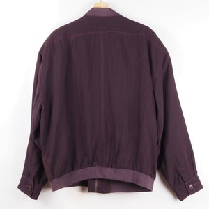 Vintage Mens Reine Seide Silk Bomber Dark Purple Violet Zip Jacket L Large 80s 90s image 3
