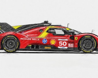 De Ferrari 499P (#50) — Ferrari's Le Mans Hypercar. Perfect voor een mancave of kinderkamer. Digitale of gedrukte media.