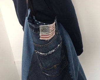 Large Patchwork Denim Bag.