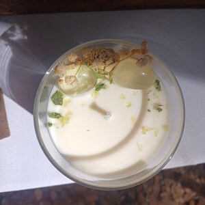 Gemini zodiac candle with lemon quartz crystals and natural honeysuckle oil image 7