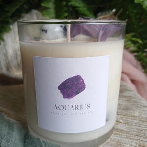 Aquarius - astrology birthday gift candle - self-care creations - organic plant based non-toxic and clean burning