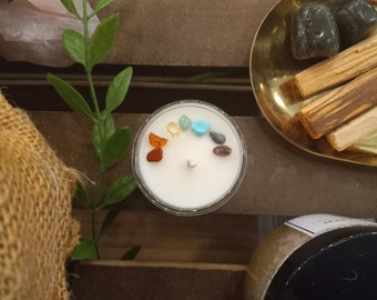 Tealight Intention - cera di soia arricchita con cristalli e aromi vegetali
