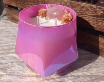 self-love candle - intention based aromatherapy candle with rose quartz and soy wax