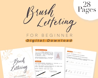 Brush Lettering For Beginner (Chinese Version)英文軟筆書法 | 新手小白自習練習本 (共28頁)