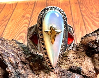 Victoria Adam’s for Carolyn Pollack Mother of Pearl and Garnet Ring
