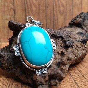 Southwestern Turquoise and Sterling Silver Vintage Necklace Pendant