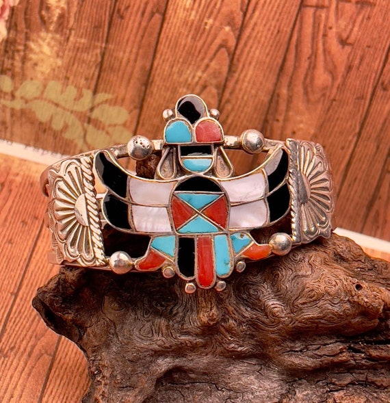 Zuni Stone Inlay Knifewing Cuff Bracelet Etsy