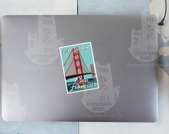 Golden Gate Bridge Visit San Francisco Vintage Travel Poster Sticker