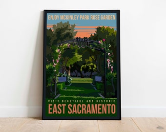 McKinley Rose Garden East Sacramento Vintage Travel Poster