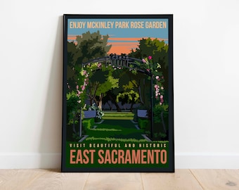 McKinley Rose Garden East Sacramento Vintage Travel Poster