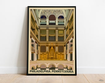 Wanamaker Building Philadelphia Pennsylvania Vintage Travel Poster