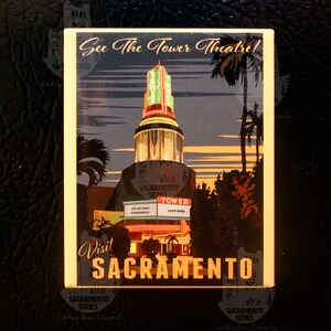 Poster de voyage vintage Tower Theatre Visit Sacramento Magnet