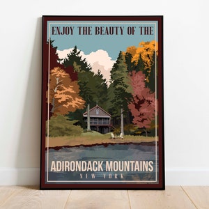 Adirondack Mountains New York vintage Affiche de voyage