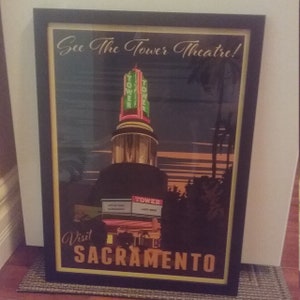 Tower Theatre Visit Sacramento Vintage Travel Poster image 3