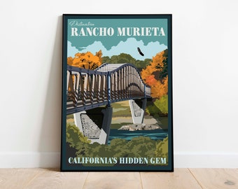 Rancho Murieta California Gold Rush Foothills Vintage Travel Poster