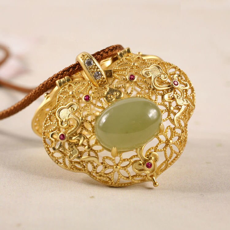 Jewelry Green Jade Necklace Necklace Gold Necklace Jade | Etsy