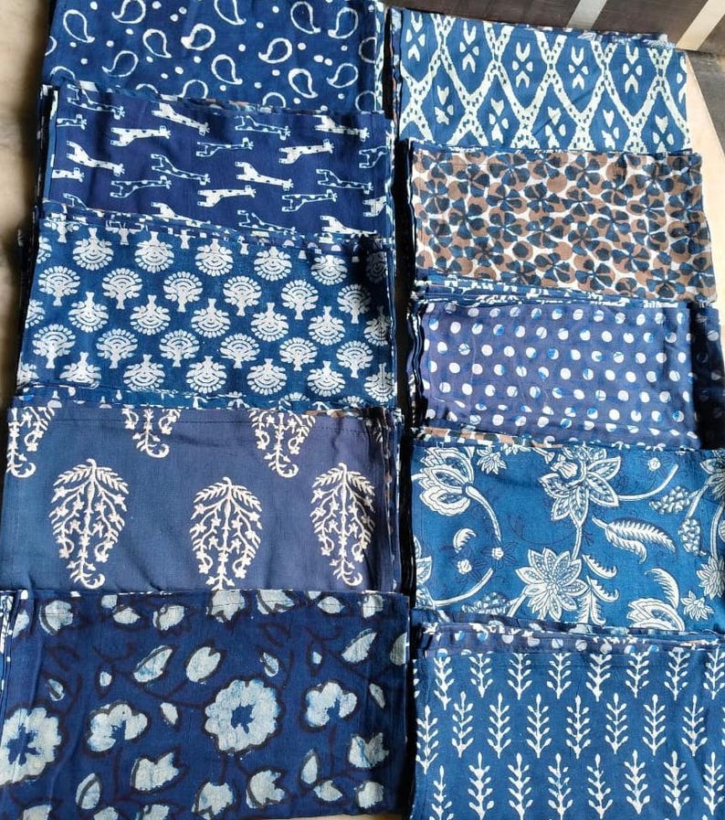 Juego de 12 servilletas azul índigo, servilletas de algodón, servilletas de cocina, servilletas de mantel para bodas. imagen 2