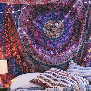 Sun And Moon Star Multi tapestry Wall Hanging Mandala tapestries Indian Cotton Bedspread Picnic Bed sheet Blanket Wall Art Hippie tapestry