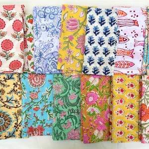 Assorted Napkins Set 20 Pcs HandBlock Printed Napkin Set 100 % Cotton Bohemian Mix and Match Block Print Cloth Dinner Table Reusable Napkins