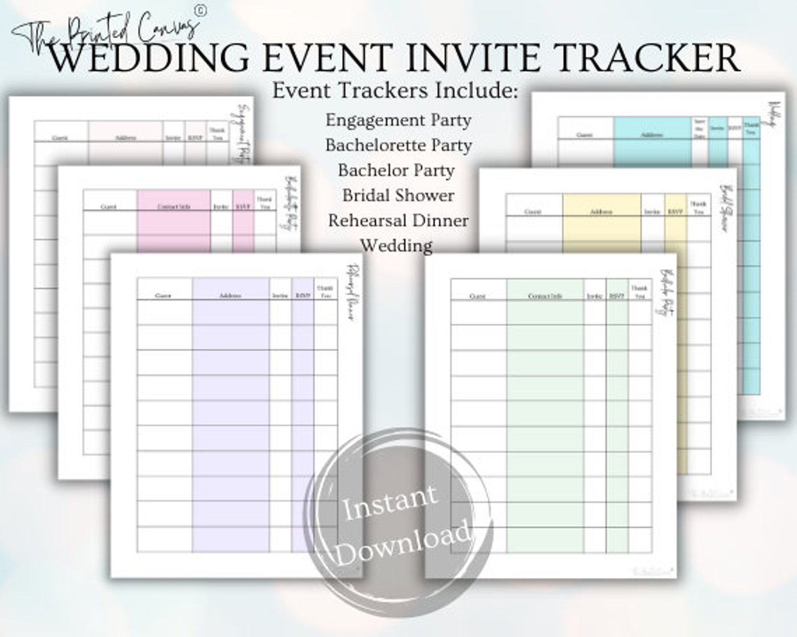 Wedding Invite Template and Event Tracker Event Tracker Etsy