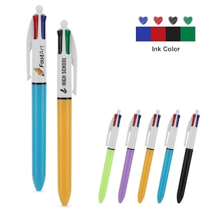 Custom 4-Color Retractable Ballpoint Pens – Medium Point (1.0mm), Smooth Writing, Versatile for Office, School, and Promotional Use