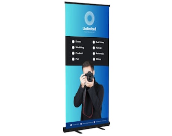 Black Retractable Banner Stand: Custom Pop Up Display, Store Banner
