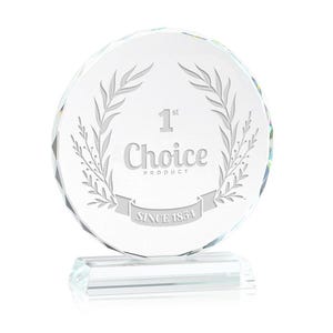 Custom Crystal Award with Base - Round Edge Crystal Glass Awards, custom award, bulk awards, fancy award