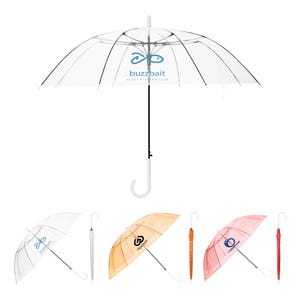 Custom Clear Bubble Umbrella with Curved Hook Handle – Custom Logo, Weather-Resistant, Fashionable Rain Gear, Event Giveaway