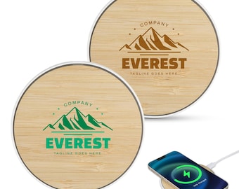 Custom Bamboo Wireless Charger: Engraved or Color Printed 15W Charging Pad