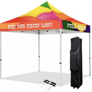 10&#39;x10&#39; Premium Aluminum Frame Pop-Up Tent with Full-Color Custom Canopy, Personalized Event Tent, Trade Shows, Promotions, Markets,Branding