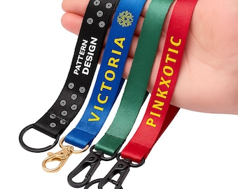 Custom Printed Nylon Wrist Lanyards: Personalized Logo ID Badge Holder