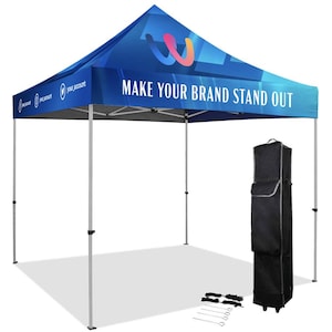 10&#39; x 10&#39; Custom Printed Pop-Up Canopy Tent Kit with Durable Steel Frame, Personalized Event Tent, Trade Shows, Promotions, Markets,Branding