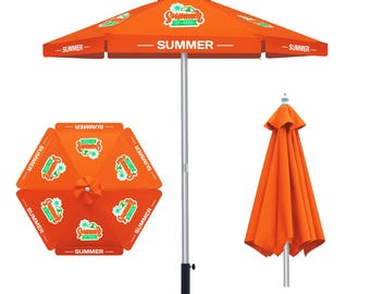 7' Market Umbrella | Commercial Grade Aluminum Pole | Full Color Logo Printing for Business, Cafe, Patio | Wind Resistant Heavy Duty